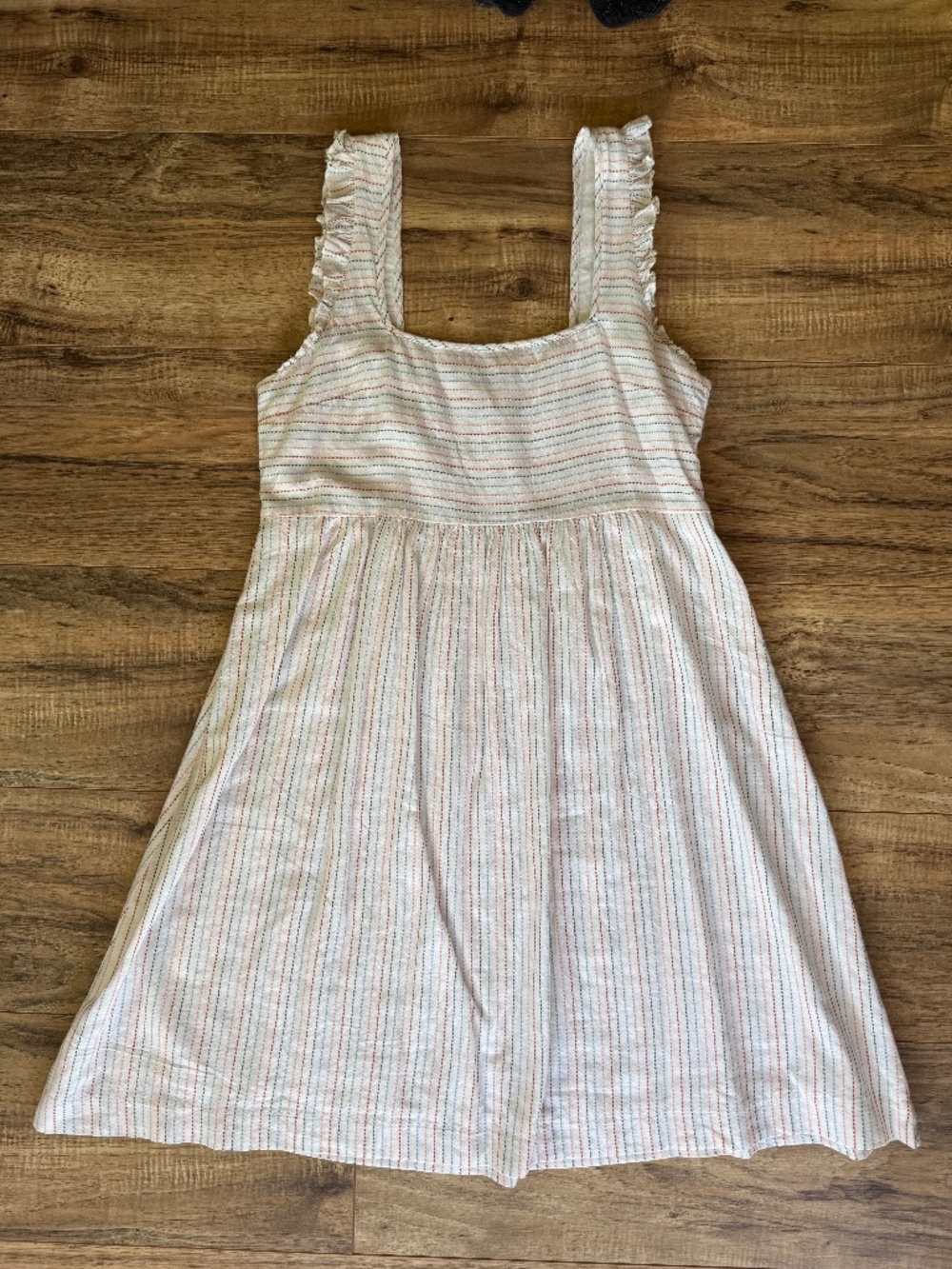 Madewell Ruffle Strap Embroidered Midi Dress